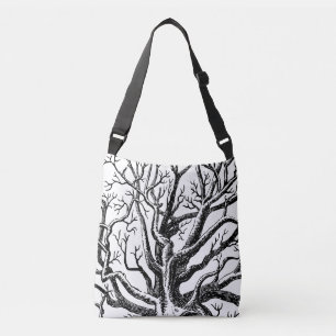Bolsa Ajustável Ramificações de Árvore Abstrato de Preto e Branco