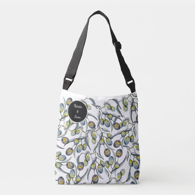 Bolsa Ajustável Ramo de oliveira boêmio pintado à mão (Frente)