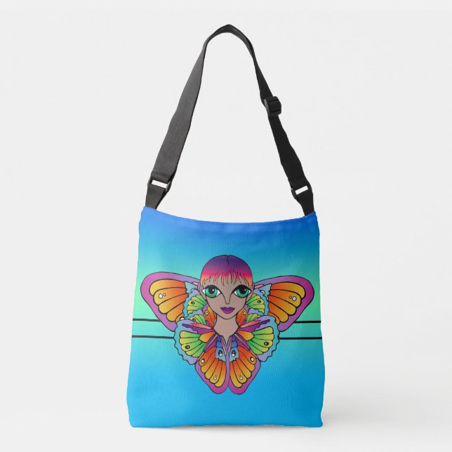 Bolsa Ajustável Rapariga embalada em Asas de Borboleta (Frente)