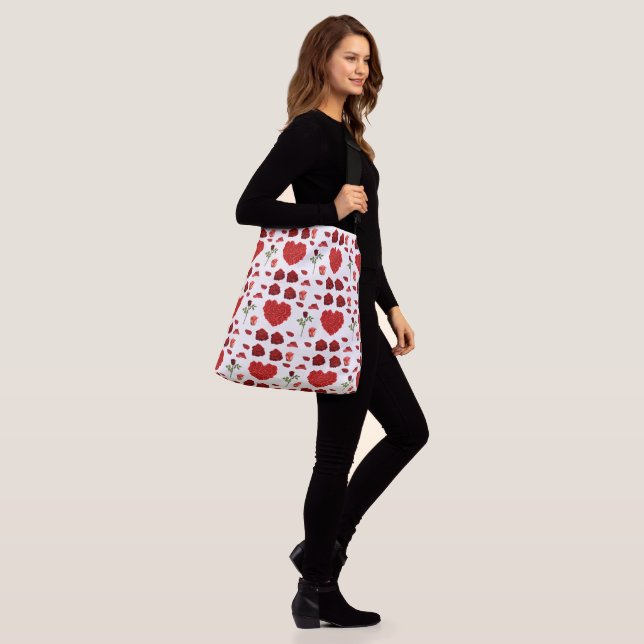 Bolsa Ajustável Red heart red flowers garden chic floral foliage (No(a) Modelo)