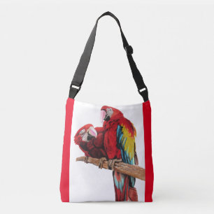 Bolsa Ajustável Red Macaw Watercolor Bag