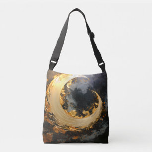 Bolsa Ajustável Redemoinho Abstrato Moderno Ouro Preto Lua