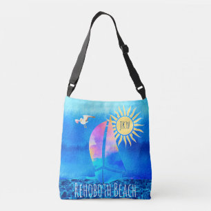 Bolsa Ajustável Rehoboth Beach Watercolor Sailboat Sparming Water