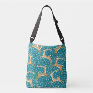 Bolsa Ajustável Reindeer De Natal: Padrão Vintage Invisível.