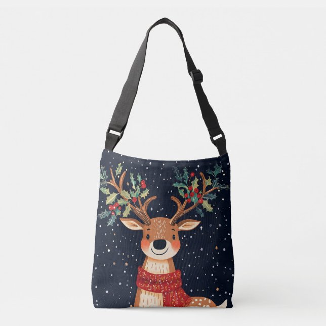Bolsa Ajustável Reindeer Starry Natal Twinkle Night (Frente)