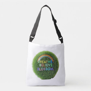 Bolsa Ajustável Respire, Acredite, Flor - Saco Cruzado