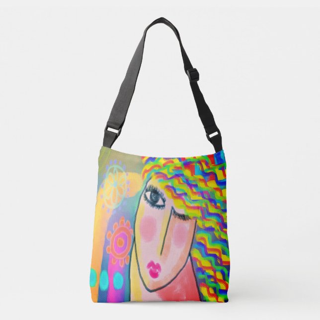 Bolsa Ajustável Retrato Abstrato Funky de uma Mulher (Frente)