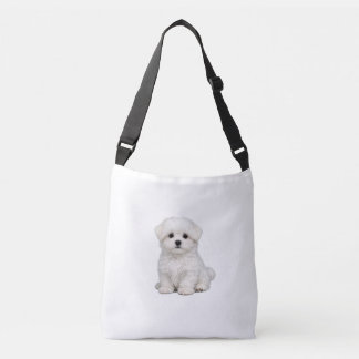 Bolsa Ajustável Retrato de Cachorrinho Maltês Branco Fofinho Amant
