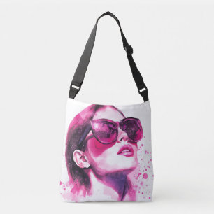 Bolsa Ajustável Retrato de mulher da moda chic glamour aquarela