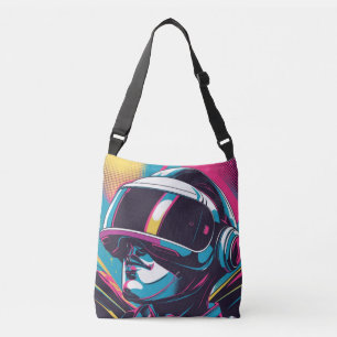 Bolsa Ajustável Retrato de personagem futurista usando headset de