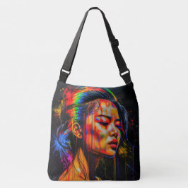 Bolsa Ajustável Retrato Neon Vibrante - Arte Expressionista Abstra