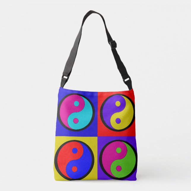 Bolsa Ajustável Retro Colorido Yin Yang Pop Colorblock  (Verso)