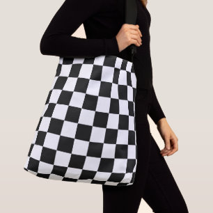 Bolsa Ajustável Retro geométrico em preto e branco dos quadrados v