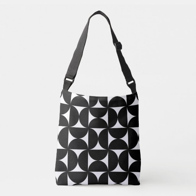 Bolsa Ajustável Retro Minimalist Style Black Geometric Bauhaus (Frente)