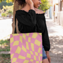 Retro ondulado rosa e amarelo verificado