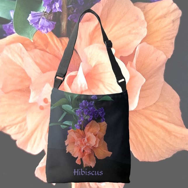 Bolsa Ajustável Rico Orange Hibiscus Blossom Black Personalizado (Criador carregado)