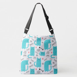 Bolsa Ajustável Robin Egg Blue Cute Cat Patterno