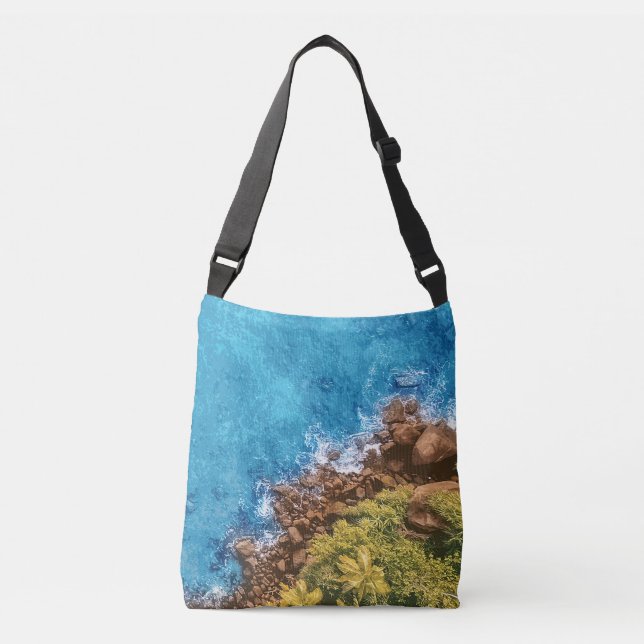 Bolsa Ajustável Rochas no mar, acima da vista 1 (Frente)