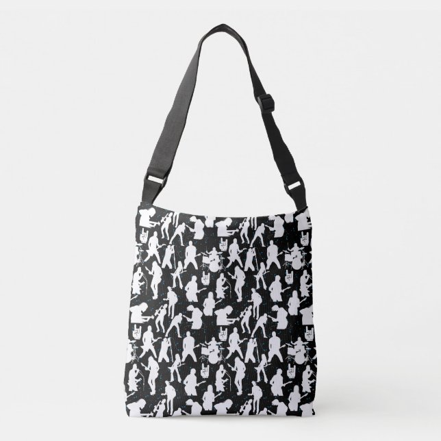 Bolsa Ajustável Rock Band Silhouette Pattern.w Black BG (Frente)