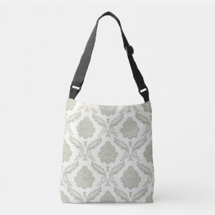 Bolsa Ajustável Rococó Damasco Grande Padrão Verde sobre Creme