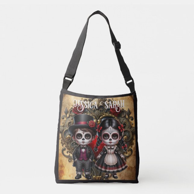 Bolsa Ajustável Romance Sombrio Açúcar Caveiras (Frente)