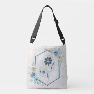 Bolsa Ajustável Rosa Botânica Azul Elegante