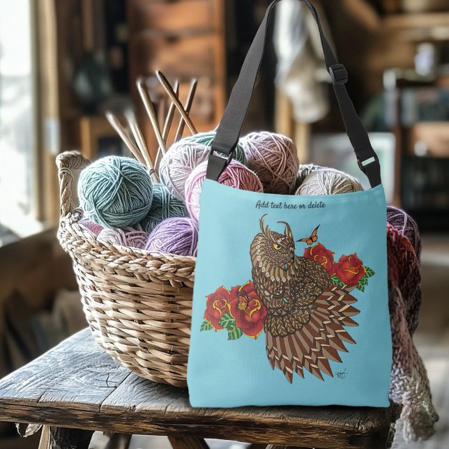 Bolsa Ajustável Rosa vermelha Coruja Azul (Criador carregado)