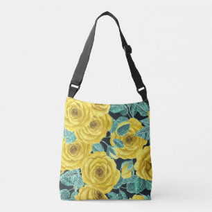 Bolsa Ajustável Rosas de aquarela amarela com folhas e botões