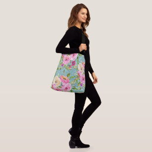 Bolsa Ajustável Rosas de aquarela rosa e creme