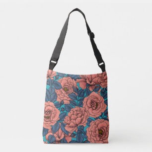 Bolsa Ajustável Rosas rosa com folhas azuis