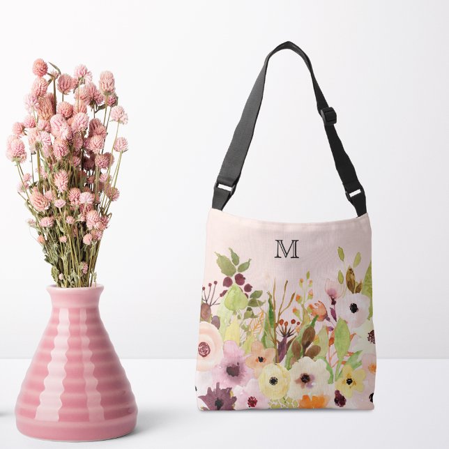 Bolsa Ajustável Rosas Rosa Poppies Monograma (Criador carregado)