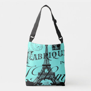 Bolsa Ajustável roteiros azuis turquoise aqua Paris Eiffel Tower