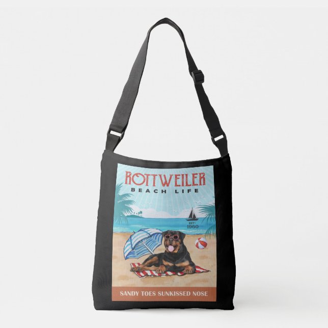 Bolsa Ajustável Rottweiler Dog Beach Life (Frente)