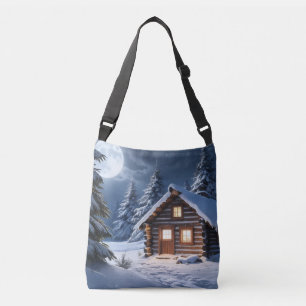 Bolsa Ajustável Rustic Moonlight Cozy Winter Cabine