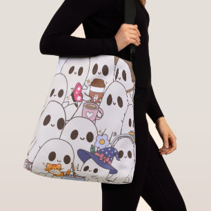 Bolsa Ajustável Saca de Compras de Outono de Café e Gatos com Espí