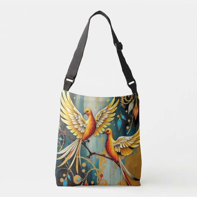 Bolsa Ajustável Saco, Abstrato, Aves (Frente)
