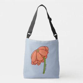 Bolsa Ajustável Saco com Flor Laranja e Fundo Azul