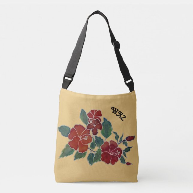 Bolsa Ajustável Saco Corpo Cruzado - Blossomas de Hibiscus e Consi (Frente)