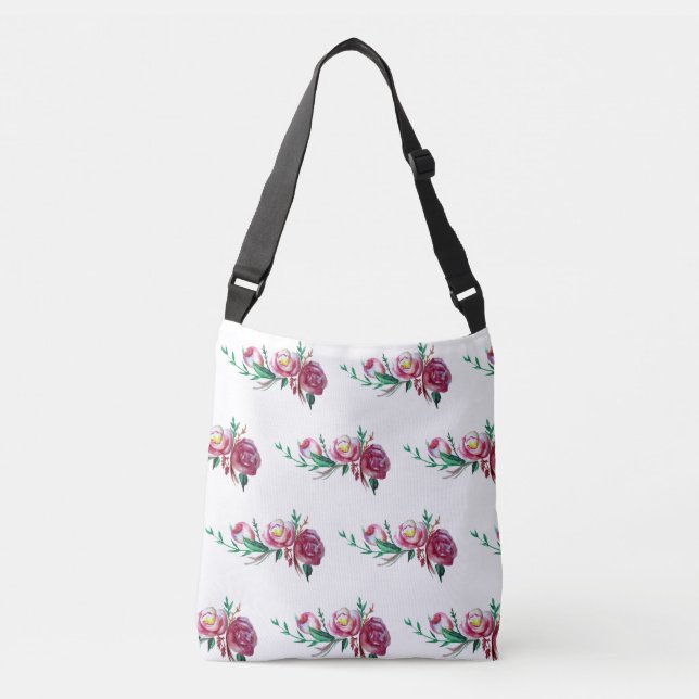 Bolsa Ajustável Saco de Arte em Aquarela Rosas Rústicas (Frente)