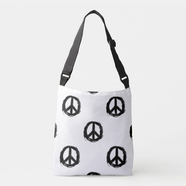 Bolsa Ajustável saco de design de sinais de paz preto e branco (Frente)