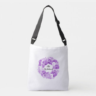 Bolsa Ajustável Saco de Mão com Coroa de Flores Roxas para Damas d