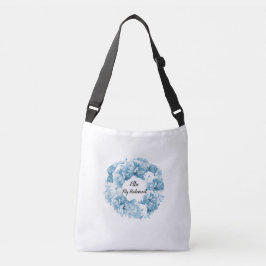 Bolsa Ajustável Saco de mão com grinalda floral azul para damas de