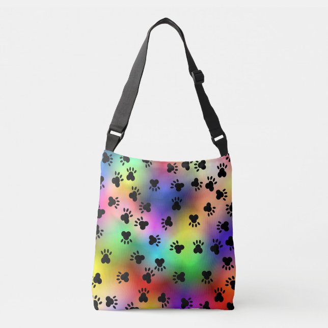 Bolsa Ajustável Saco de mão com pegadas de patas de cachorro multi (Frente)