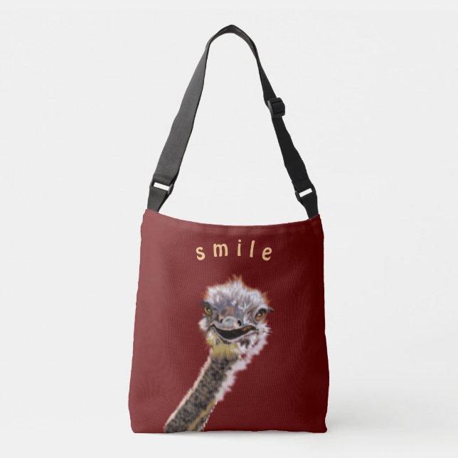 Bolsa Ajustável Saco Engraçado com Ostrich Feliz - Sorria (Frente)