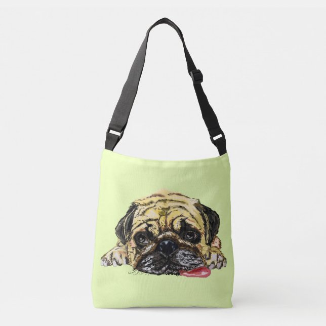 Bolsa Ajustável Saco engraçado de Crossbody com Cachorro Pug - Sua (Frente)