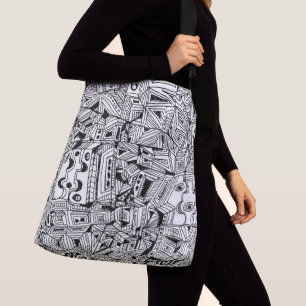 Bolsa Ajustável Saco grande dos Doodles desenhados mão originais