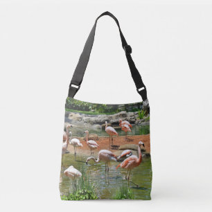 Bolsa Ajustável Saco Rosa Flamingos Crossbody