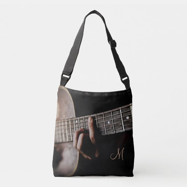 Bolsa Ajustável Sacola da música da guitarra acústica do monograma (Frente)