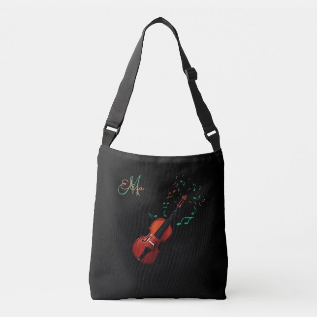 Bolsa Ajustável Sacola das notas do violino e da música do (Frente)