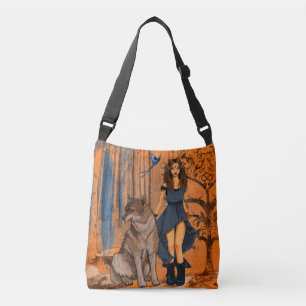 Bolsa Ajustável Sacola feericamente da laranja da fantasia do lobo